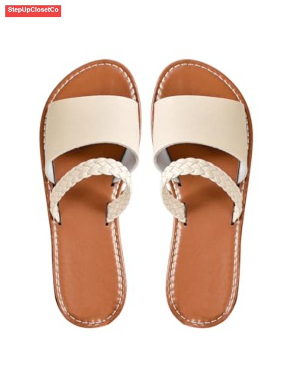 Women's Braided Leather Flat Sandals Slip On Boho Casual Summer Shoes